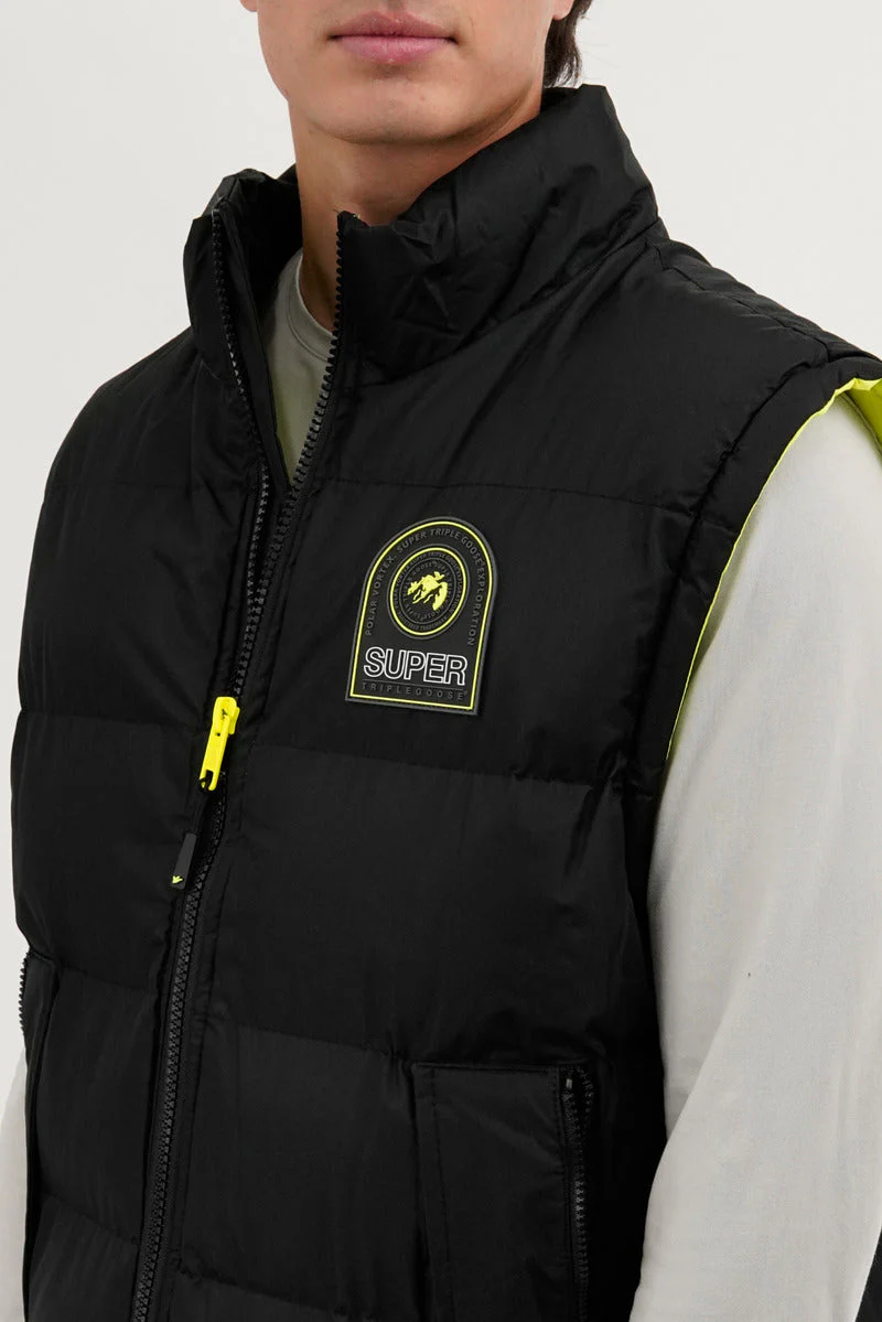 Super Triple Goose Double Pocket Bubble Vest - Black - Image 4