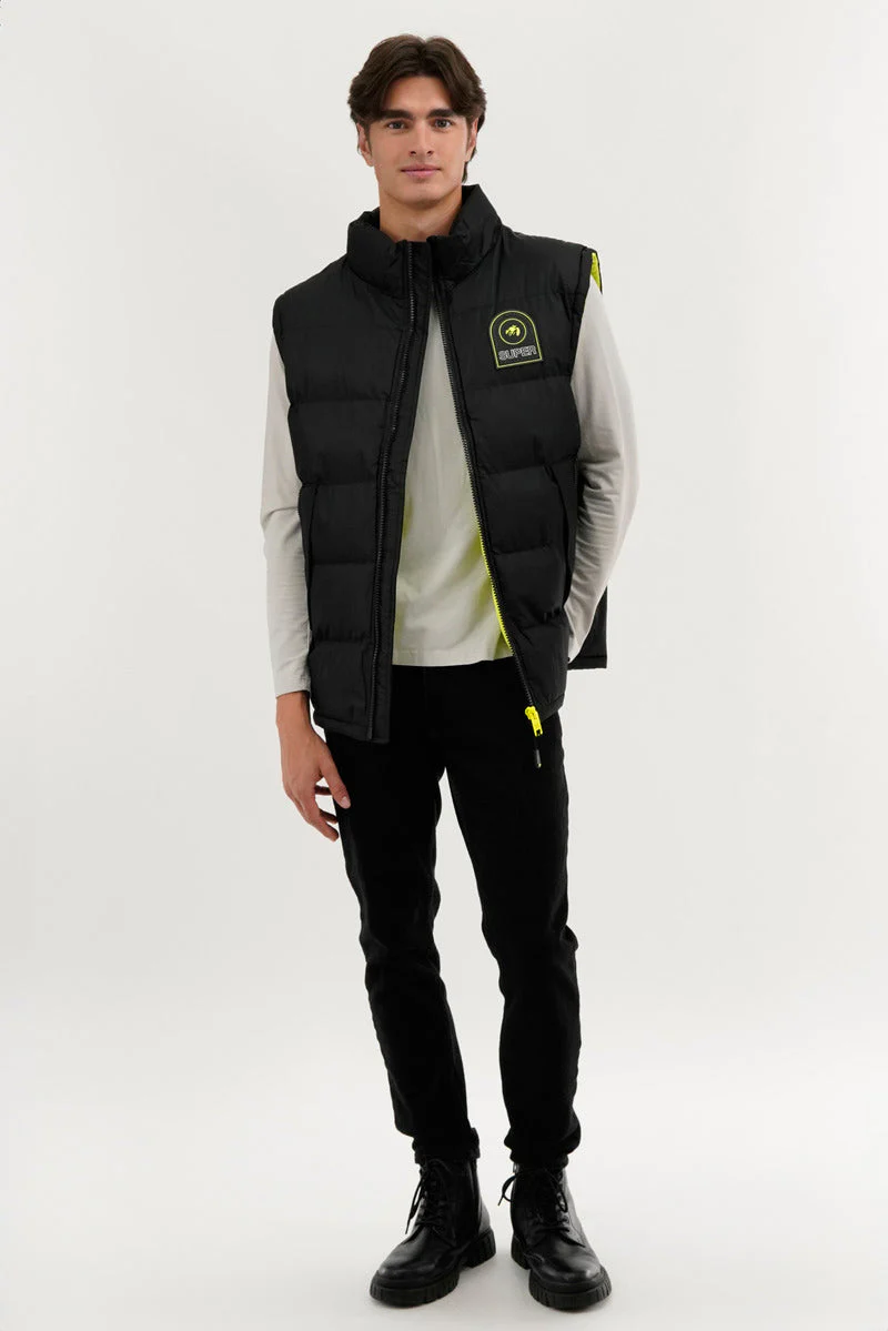 Super Triple Goose Double Pocket Bubble Vest - Black - Image 5