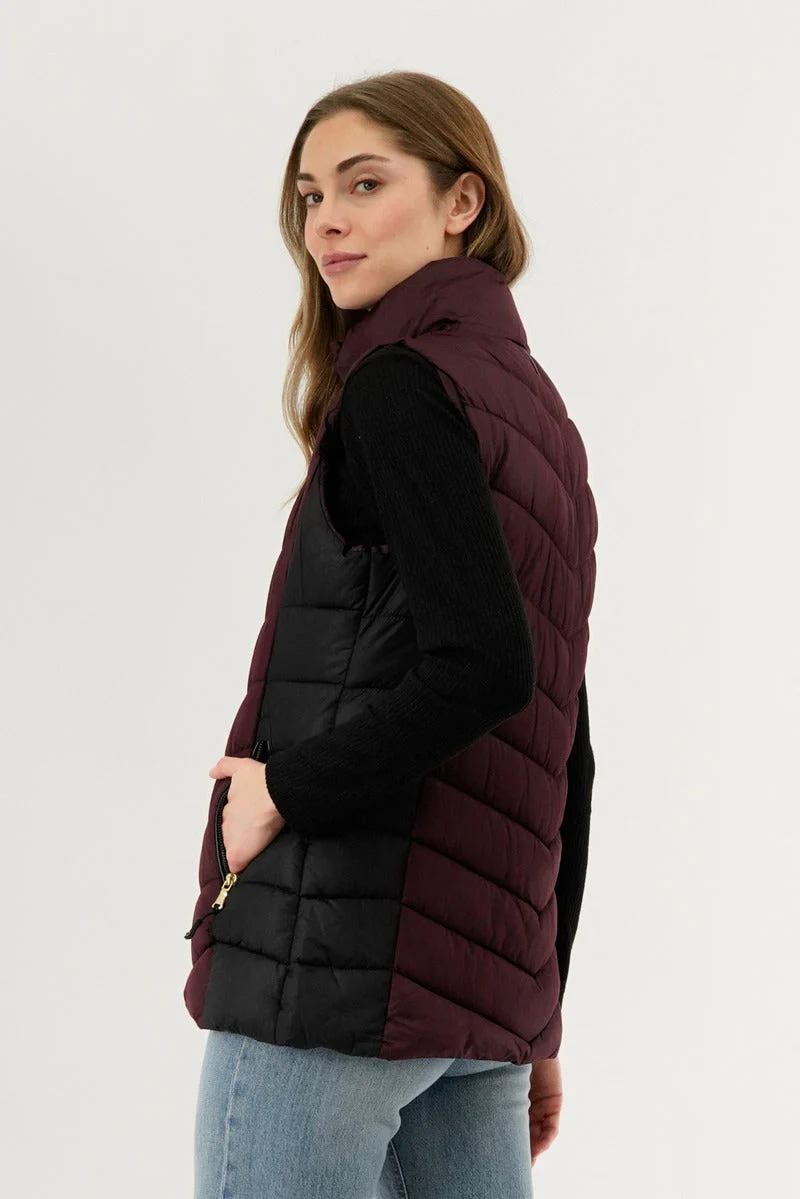 Canada Weather Gear Chevron Quilted Vest - Burgundy - Image 3