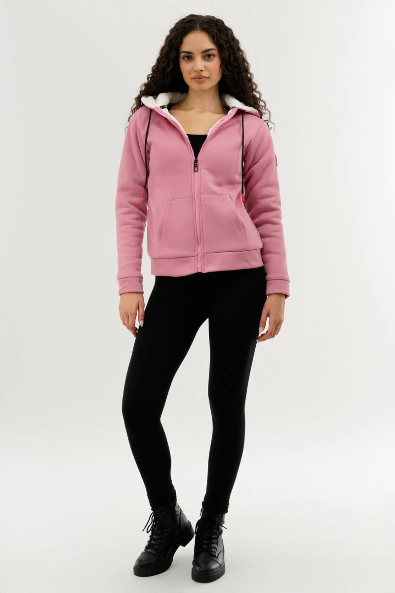 Canada Weather Gear Fleece Lined Zip Up Hoodie - Pink - Image 5