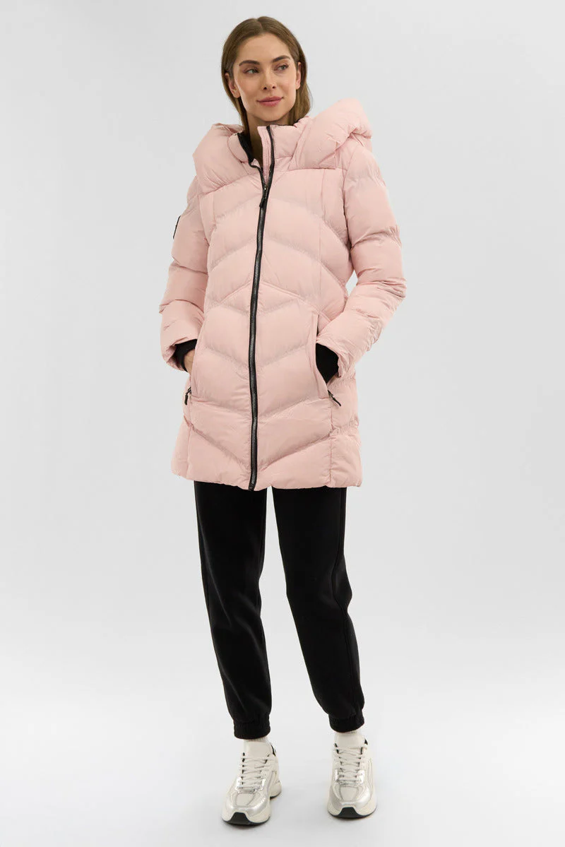 Canada Weather Gear Chevron Quilted Parka Jacket - Pink - Image 5