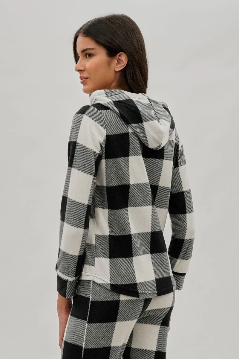 Canada Weather Gear Plaid Hooded Pajama Top - White - Image 3
