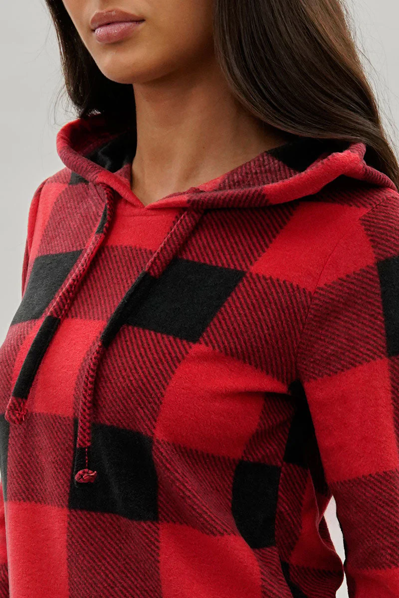 Canada Weather Gear Plaid Hooded Pajama Top - Red - Image 4