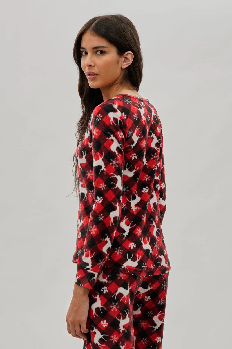 Canada Weather Gear Festive Print Crewneck Pajama Top - Red - Image 3