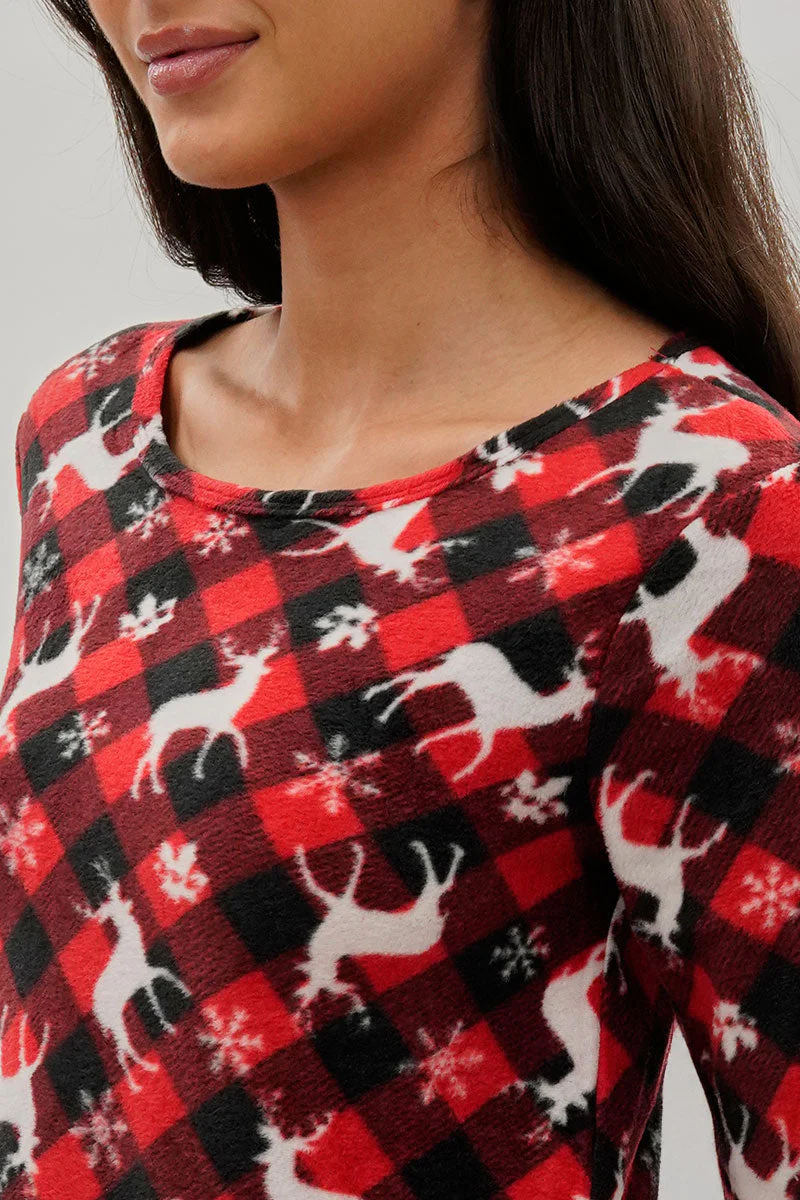 Canada Weather Gear Festive Print Crewneck Pajama Top - Red - Image 4