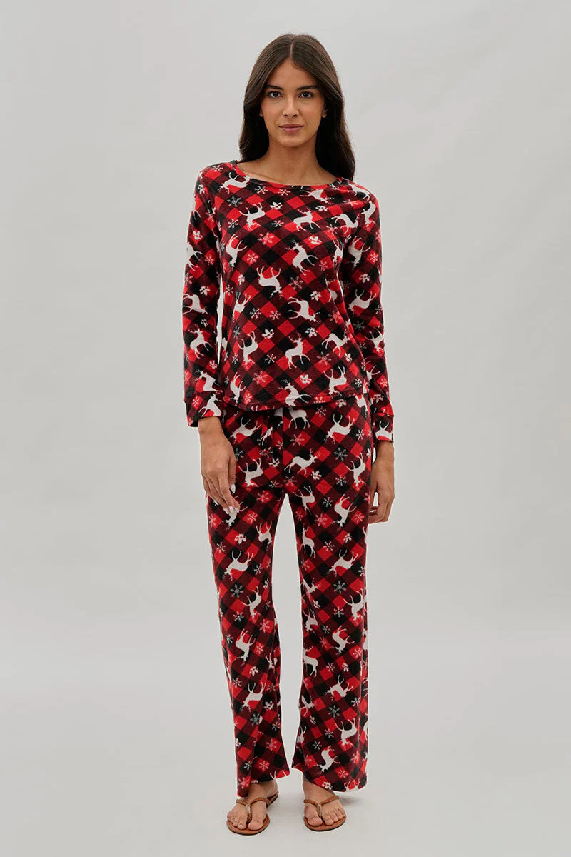 Canada Weather Gear Festive Print Crewneck Pajama Top - Red - Image 5
