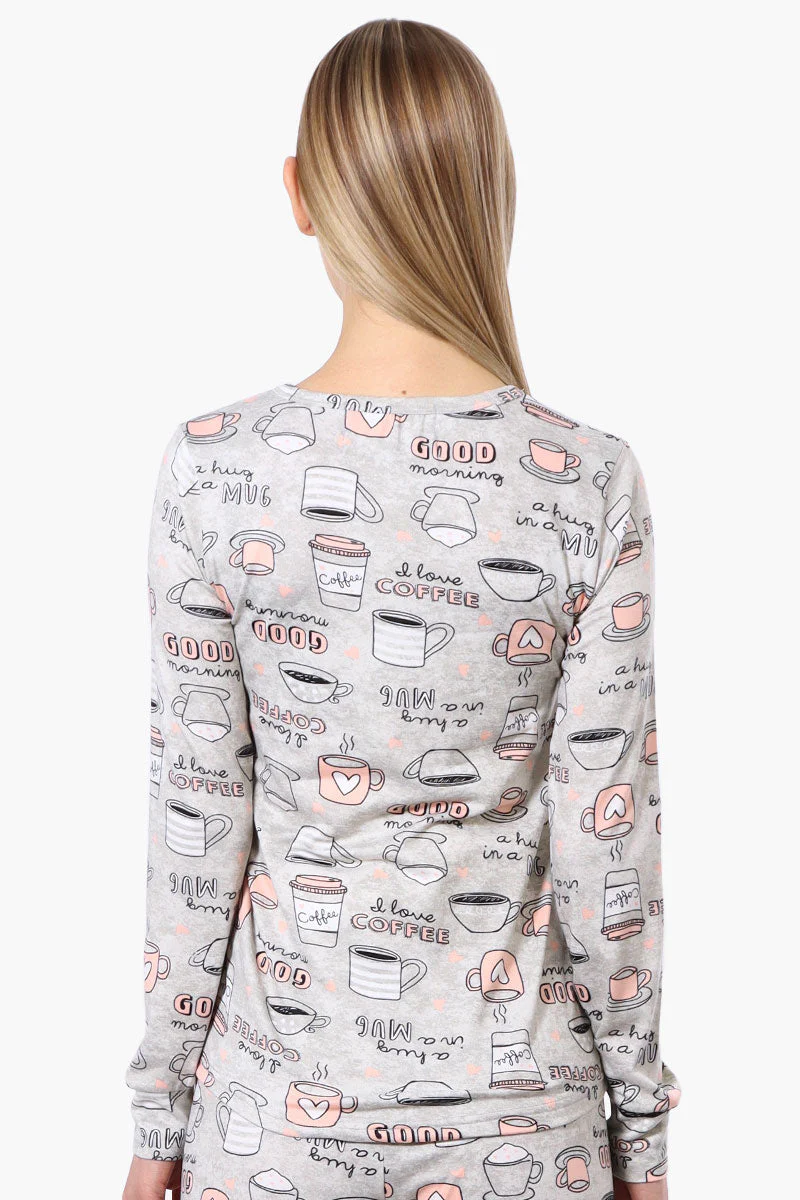 Canada Weather Gear Coffee Pattern Pajama Top - Grey - Image 3