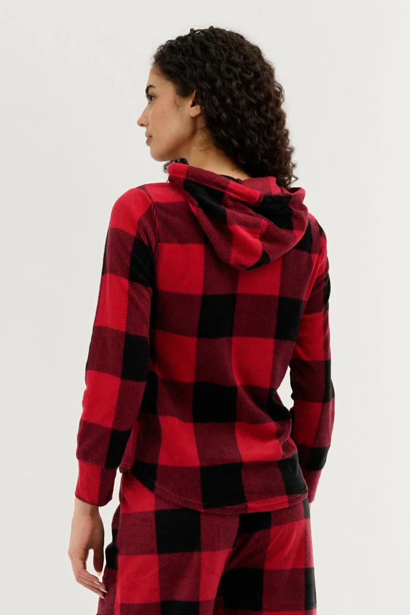 Canada Weather Gear Plaid Hooded Pajama Top - Red - Image 3