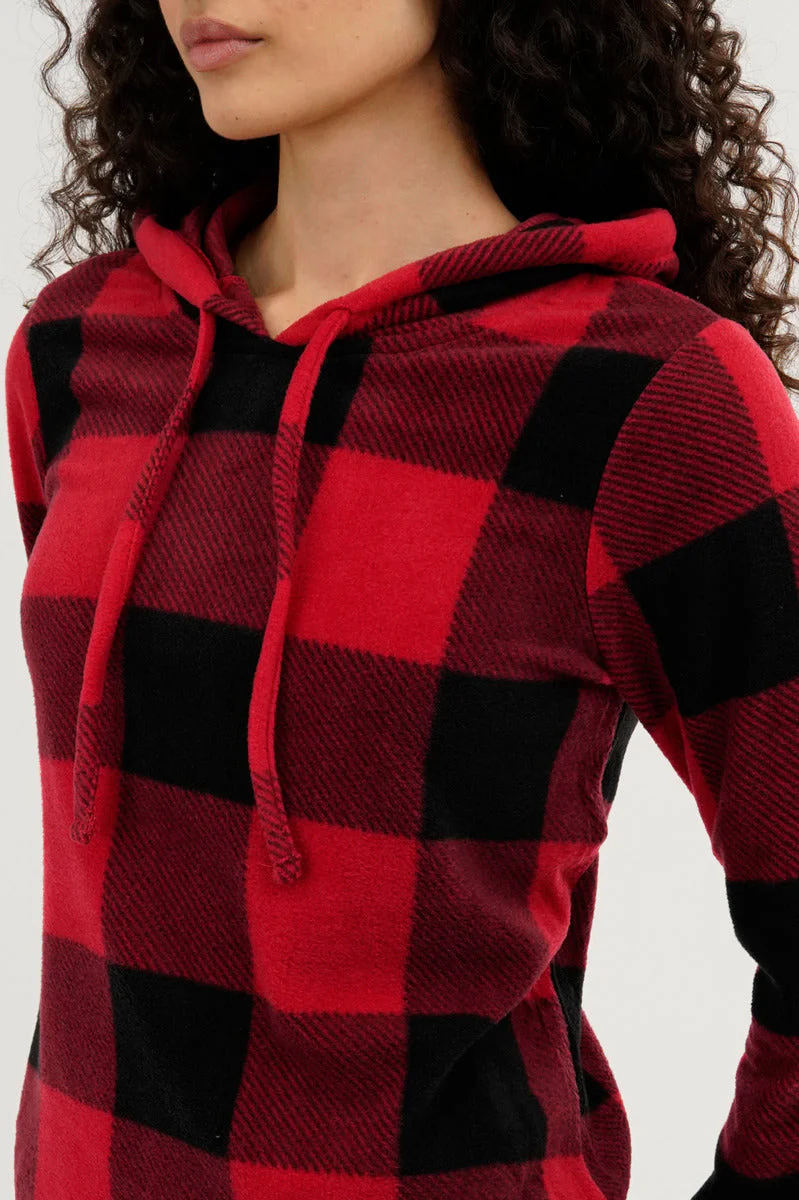 Canada Weather Gear Plaid Hooded Pajama Top - Red - Image 4
