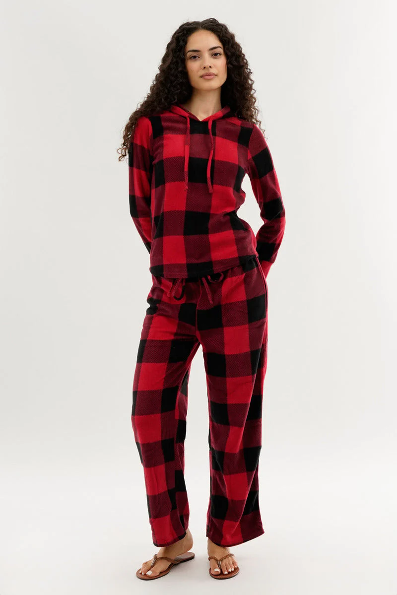 Canada Weather Gear Plaid Hooded Pajama Top - Red - Image 5
