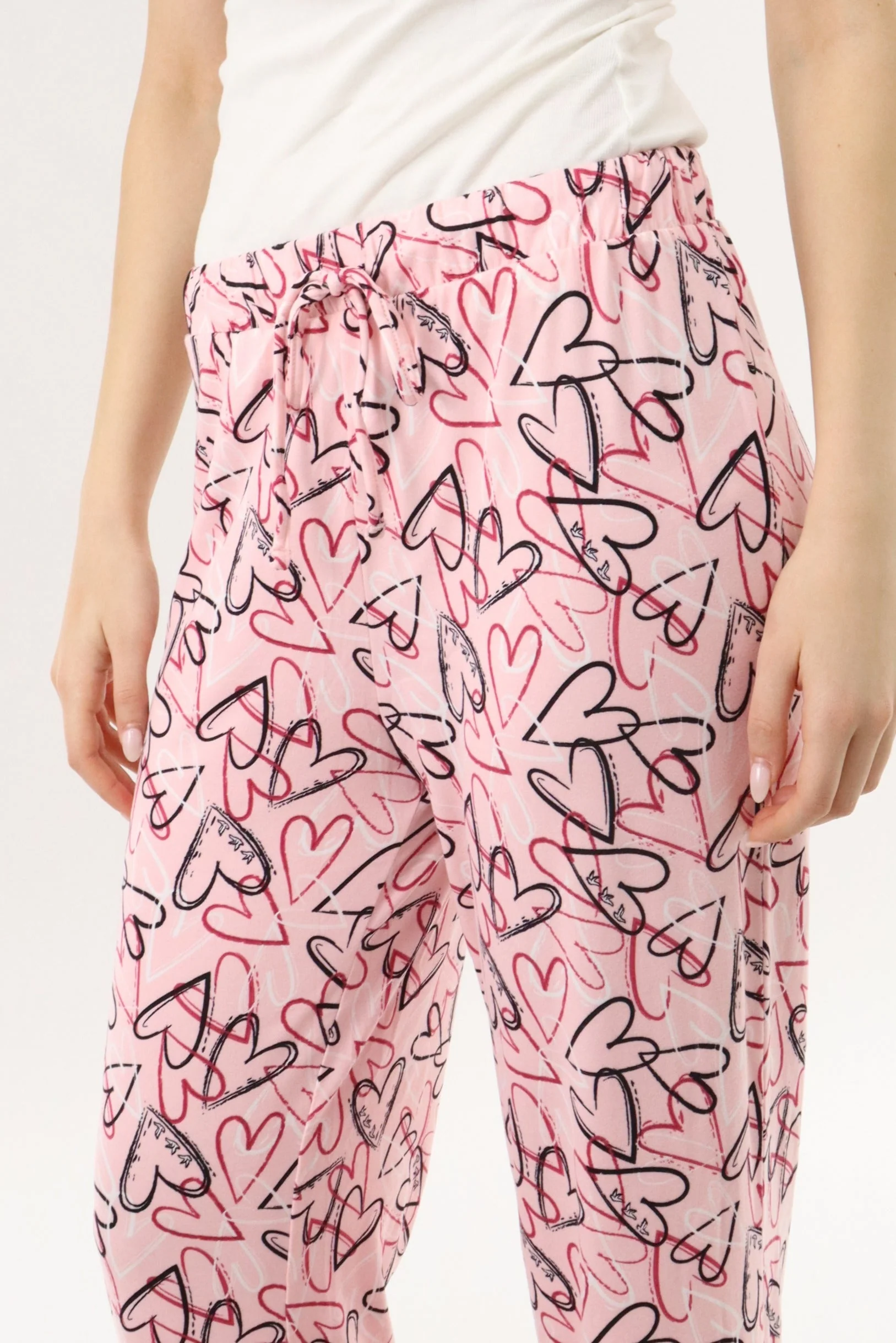 Canada Weather Gear Heart Print Long Pajama Pants - Magenta - Image 4