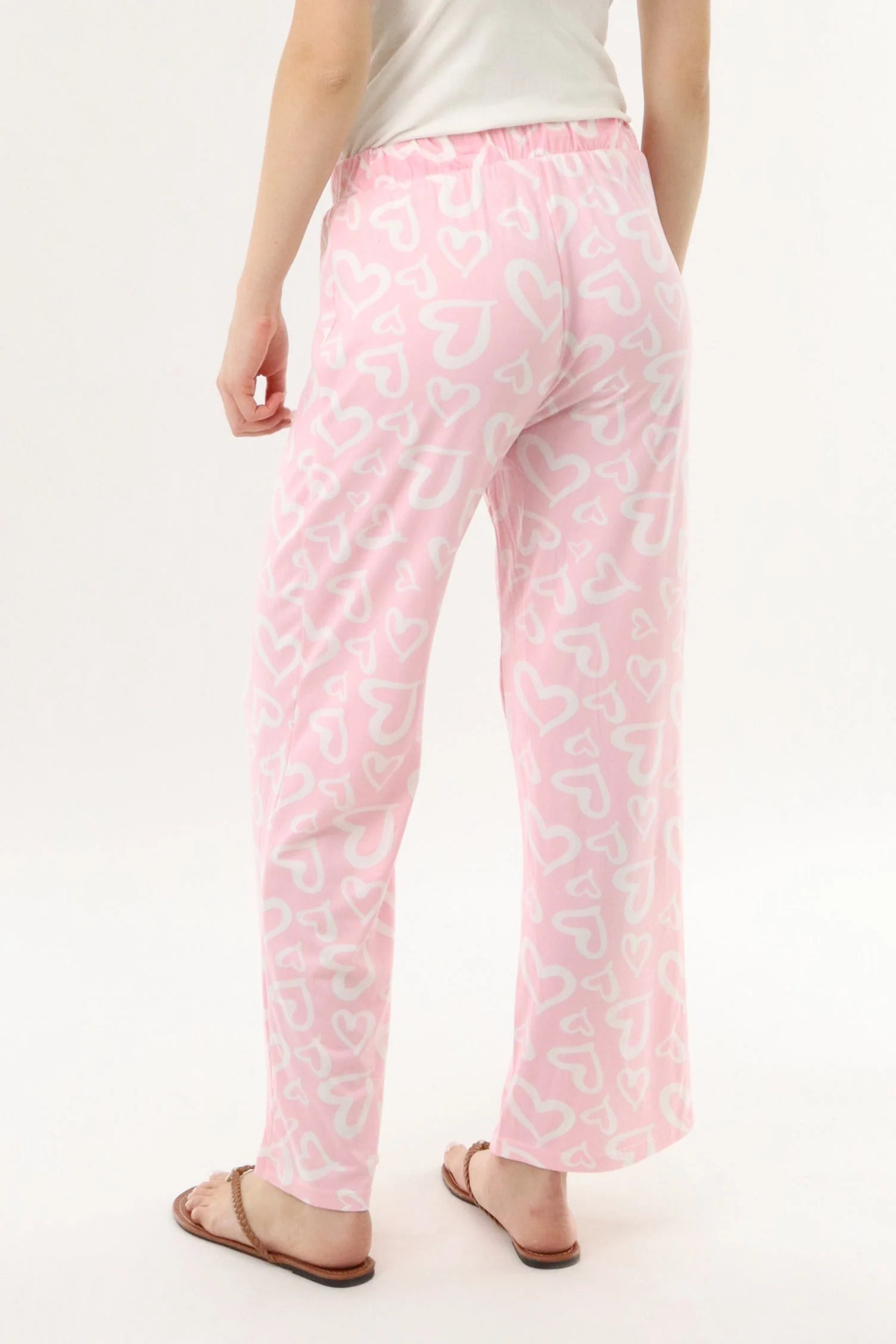 Canada Weather Gear Heart Print Long Pajama Pants - Pink - Image 3