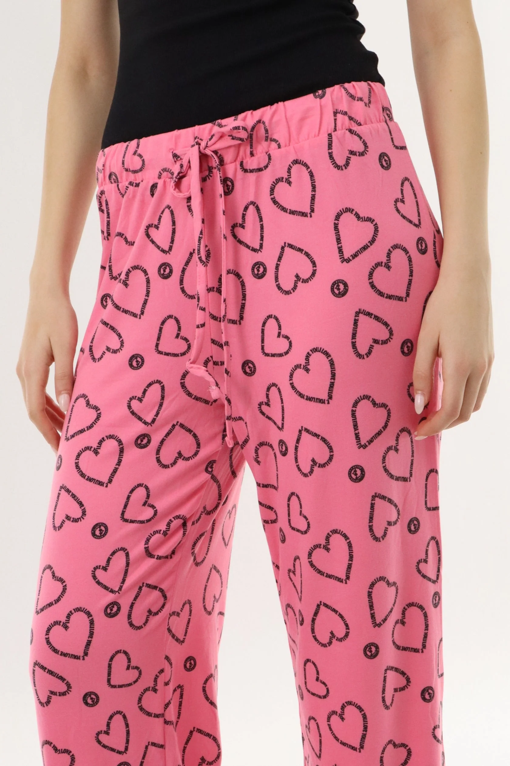 Canada Weather Gear Heart Print Long Pajama Pants - Magenta - Image 4