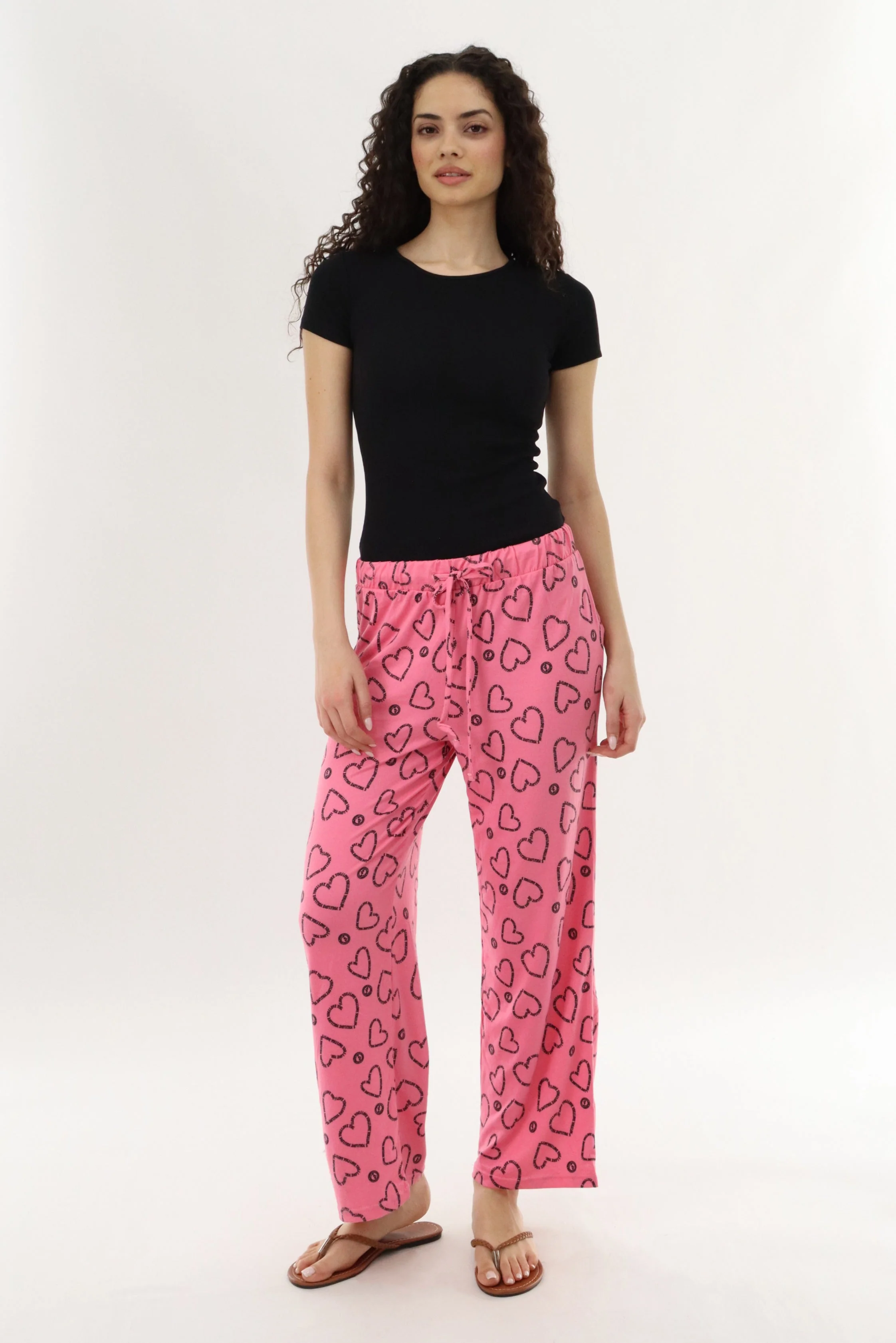 Canada Weather Gear Heart Print Long Pajama Pants - Magenta - Image 5
