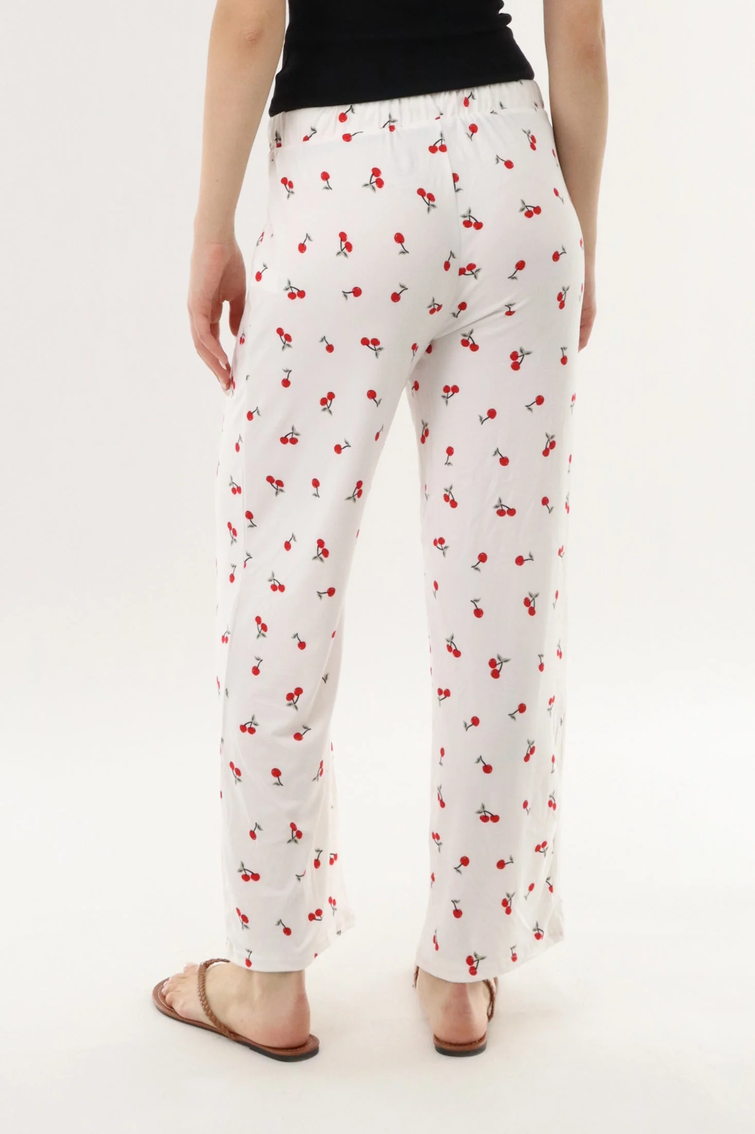 Canada Weather Gear Cherry Print Long Pajama Pants - White - Image 3