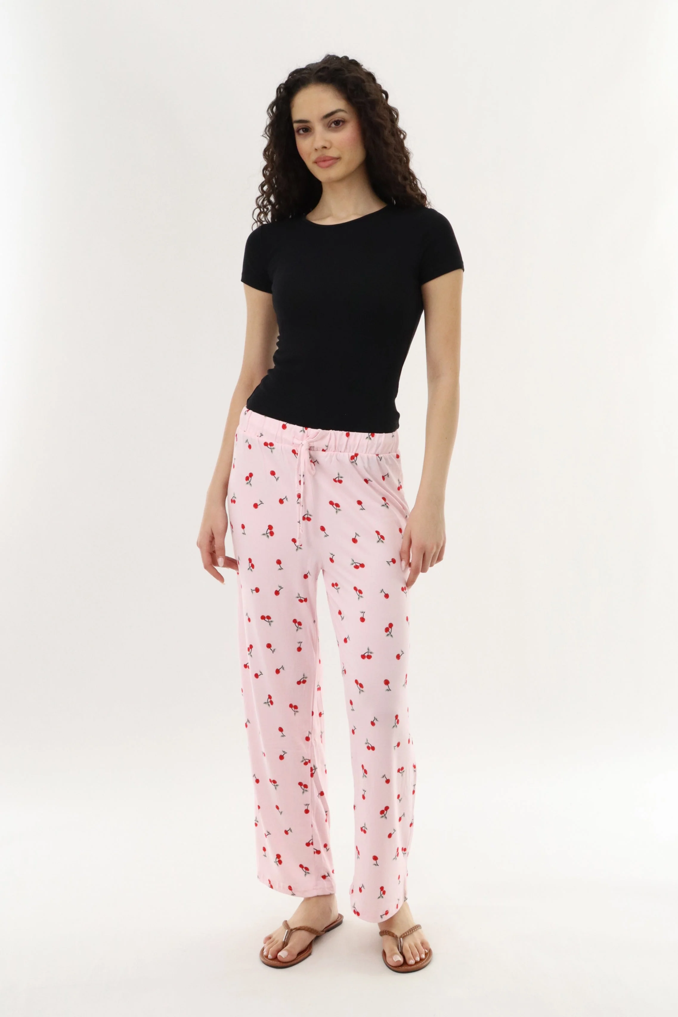 Canada Weather Gear Cherry Print Long Pajama Pants - Pink - Image 5